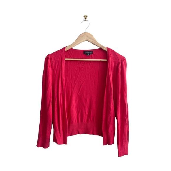 River Island Red Cardigan Gathered Sleeve Button Up Women's L Fine Knit - Picture 1 of 7